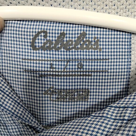 Cabela's Mens Large Blue Fishing Gingham Short Sleeve Vented Button Up Outdoor - Picture 5 of 9